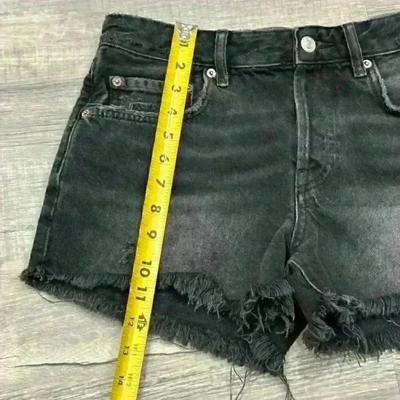 WE THE FREE People Black Button Fly Cut Off Distressed Denim Shorts Size 27 EUC - Picture 8 of 12